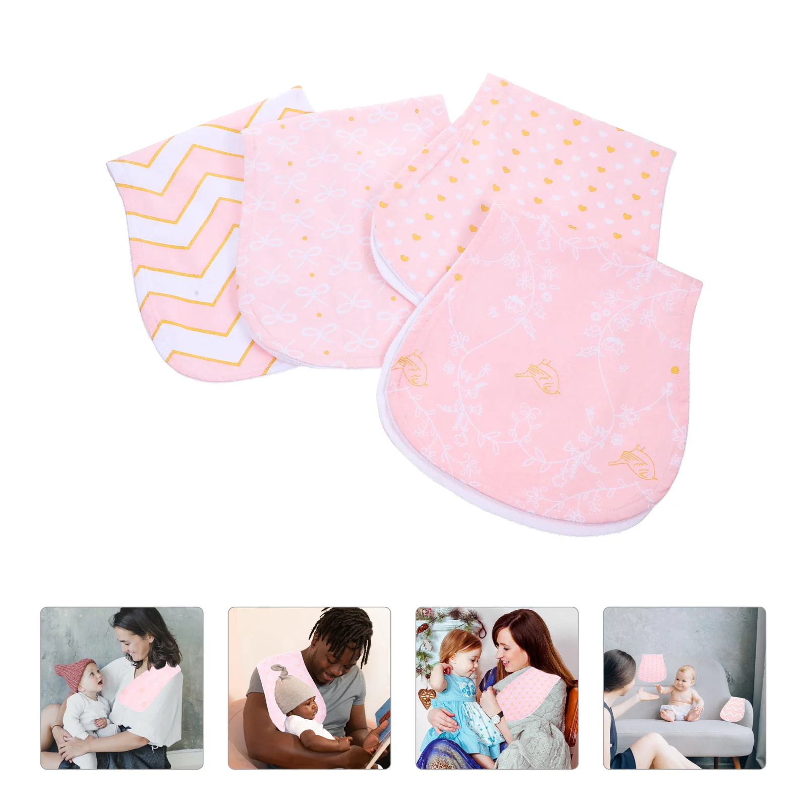 4 Pcs Burp Wipes Baby Bibs Cloths Hiccup Pad Absorb Water Infant Towel Cotton Toddler Washcloths and