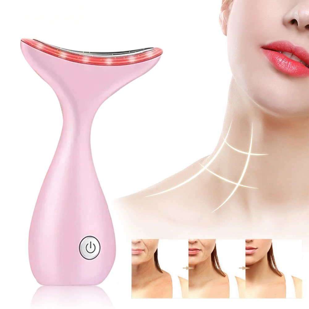 Microcurrent lifting vibration neck beauty instrument, color light introduction instrument, household facial massage instrument