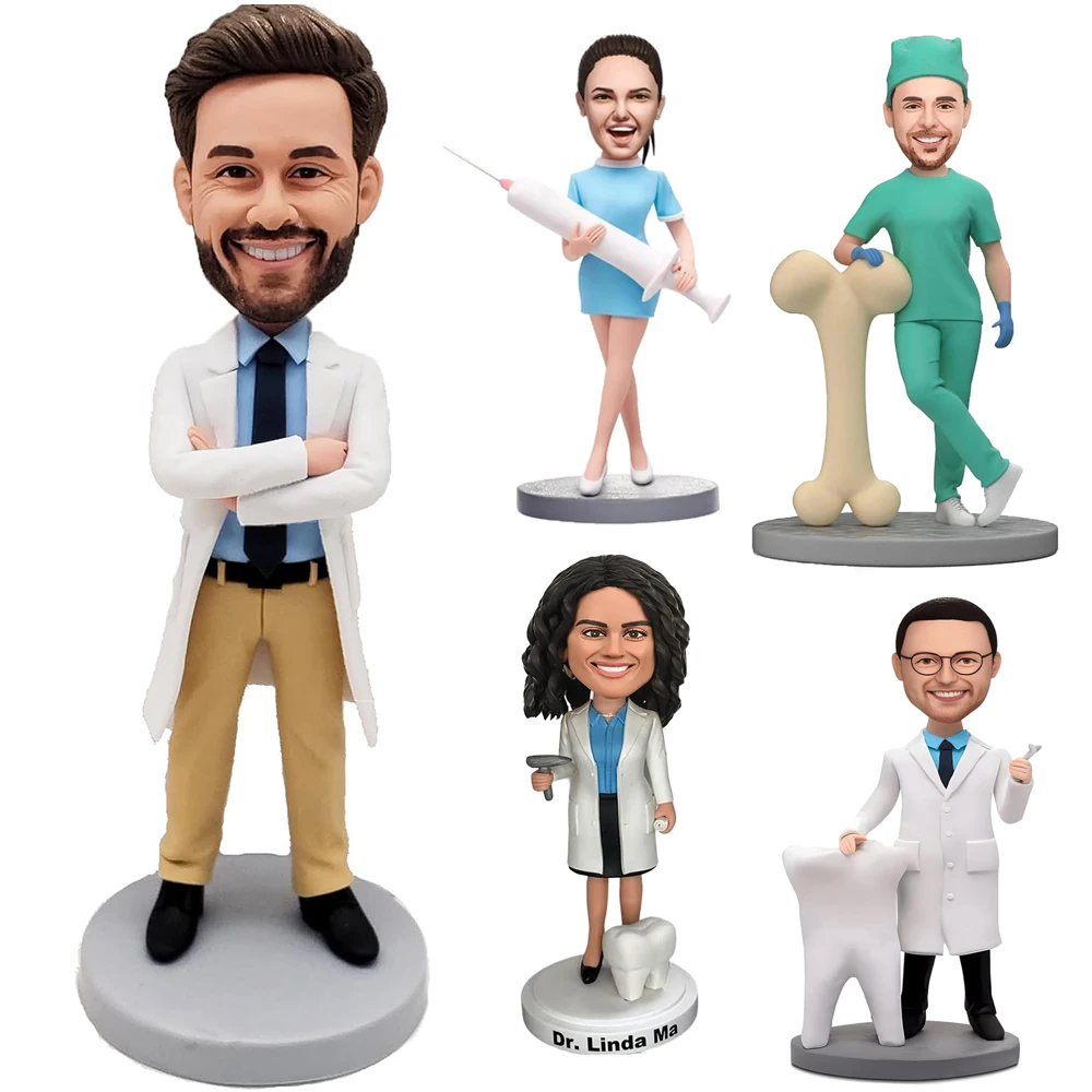 Doctor Custom Bobble-Heads Figurine Customized Doll,Dentist Bobble Head,Nurse Bobblehead Figures Handmade Personalized Sculpture