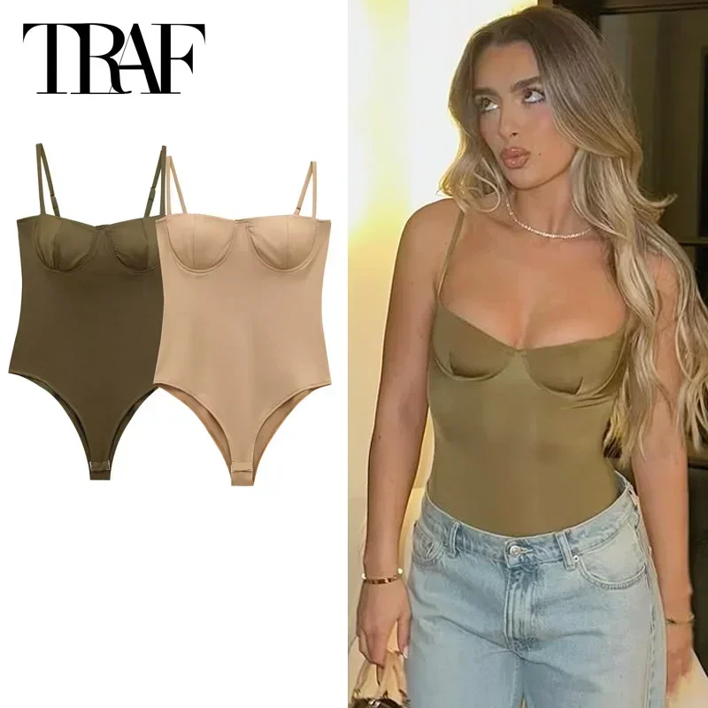 

TRAF комбинезон для женщин, лето 2021, женское боди для похудения, сексуальные женские стринги Rave, топ без рукавов с чашкой и открытой спиной, боди на бретельках