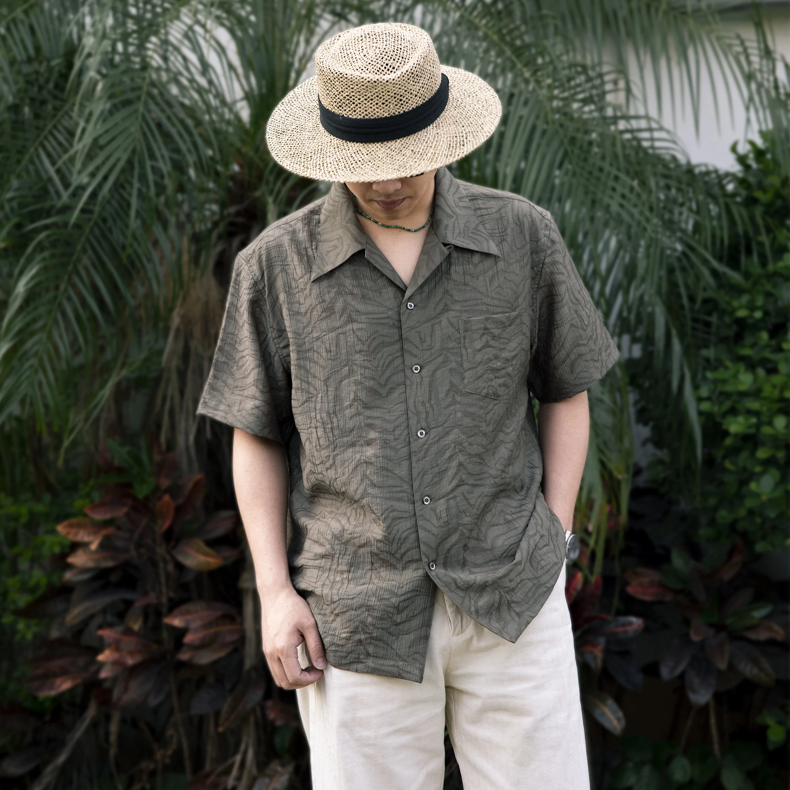 HW-0027 Big US Size Genuine Quality Vintage Looking Loose Fitting Cotton Hawaii Aloha Shirt