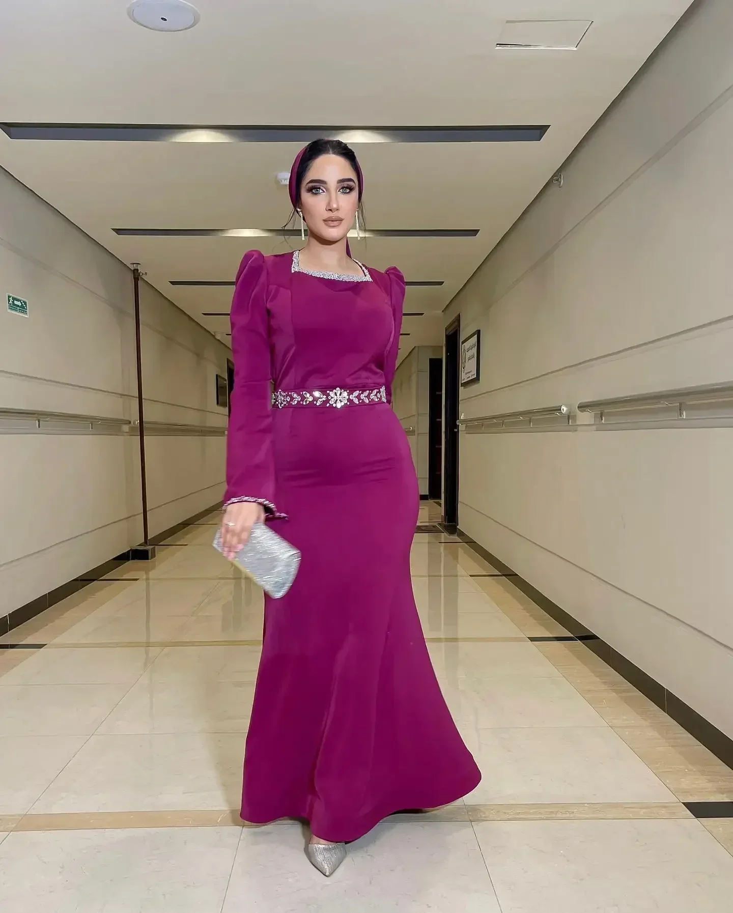 

Платье для выпускного вечера с длинными рукавами по индивидуальному заказу, женское вечернее платье русалки с квадратным вырезом, длиной до пола, платья для торжественных случаев