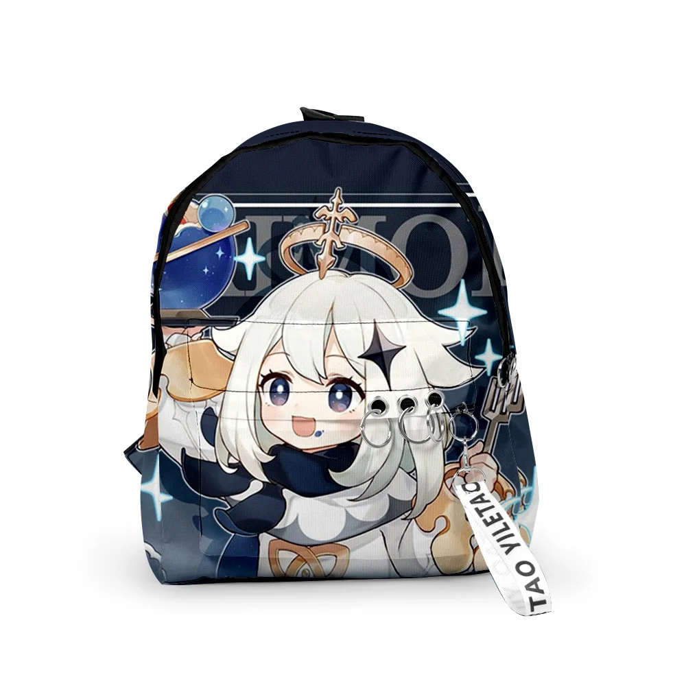 

Hip Hop Genshin Impact Paimon Backpacks Boys/Girls pupil School Bags 3D Print Keychains Oxford Waterproof Cute Small Backpacks