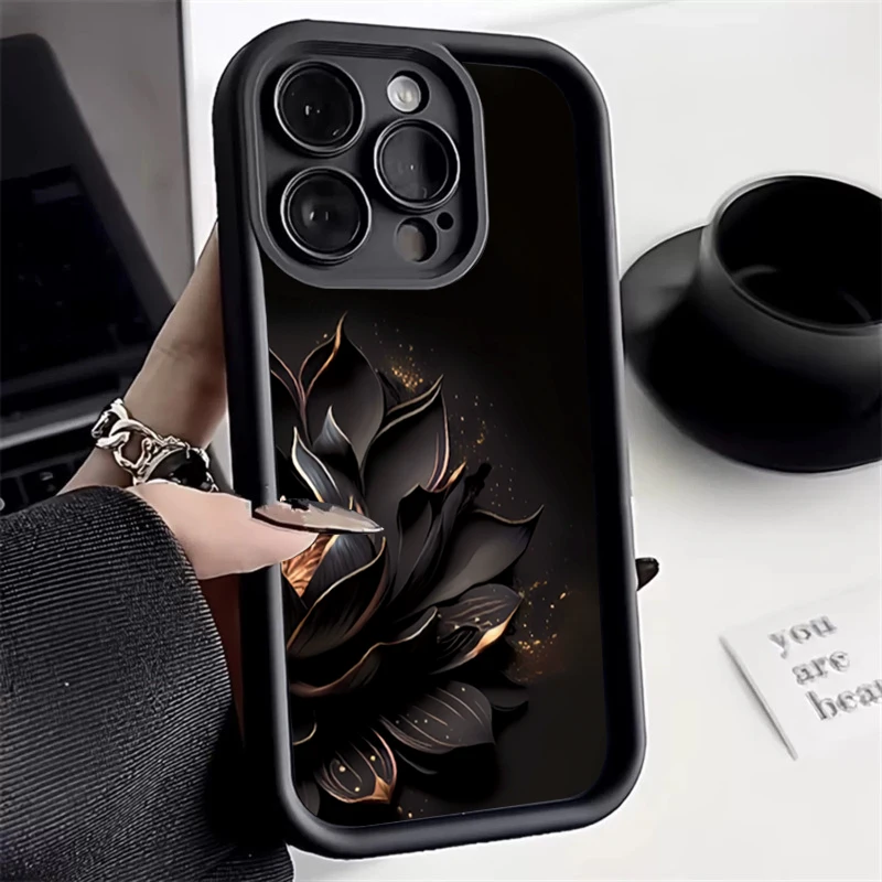 Custodia in Silicone Black Rose Lotus Flower per Xiaomi Redmi Note 13 custodie Redmi Note 12 Pro Plus 12S 11S 11 10S 10 Redmi 12 13C Cover