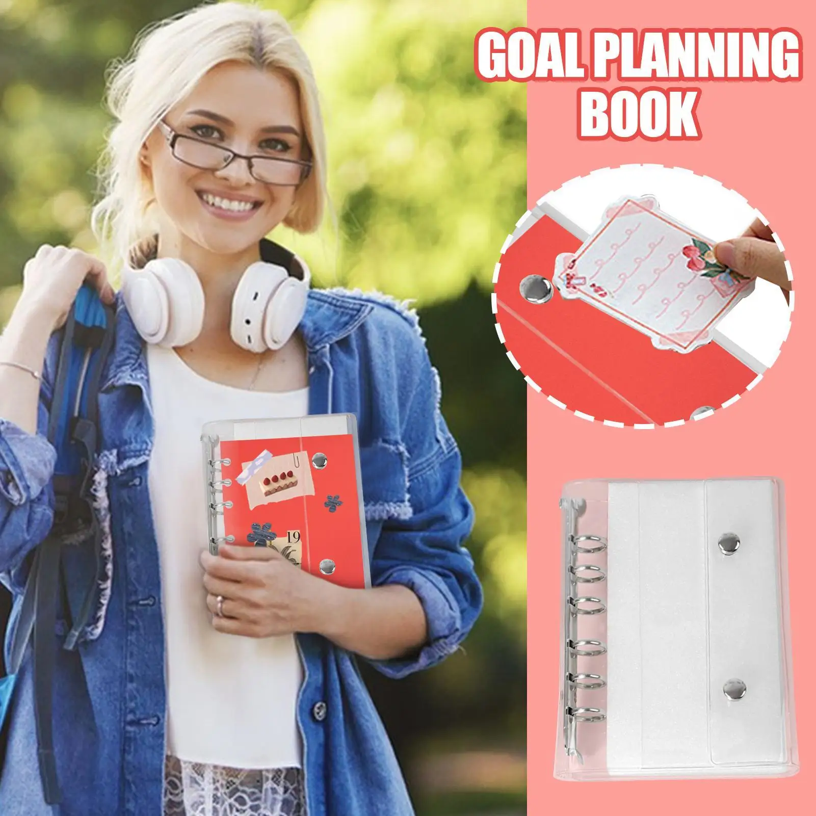 

A6/A7 Clear Binder Covers 6-Ring Transparent PVC Budget Binder for Document Photo Ticket Expense Planner Cover Loose Leaf Folder