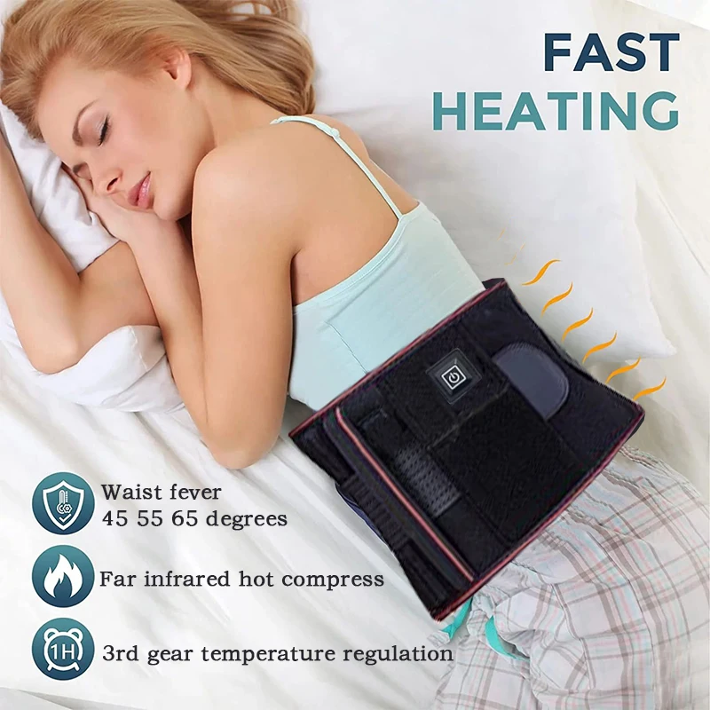 Electric Heating Belt With Adjustable Temperature Vibration Massage Waist Warmth and Hot Compress Belt