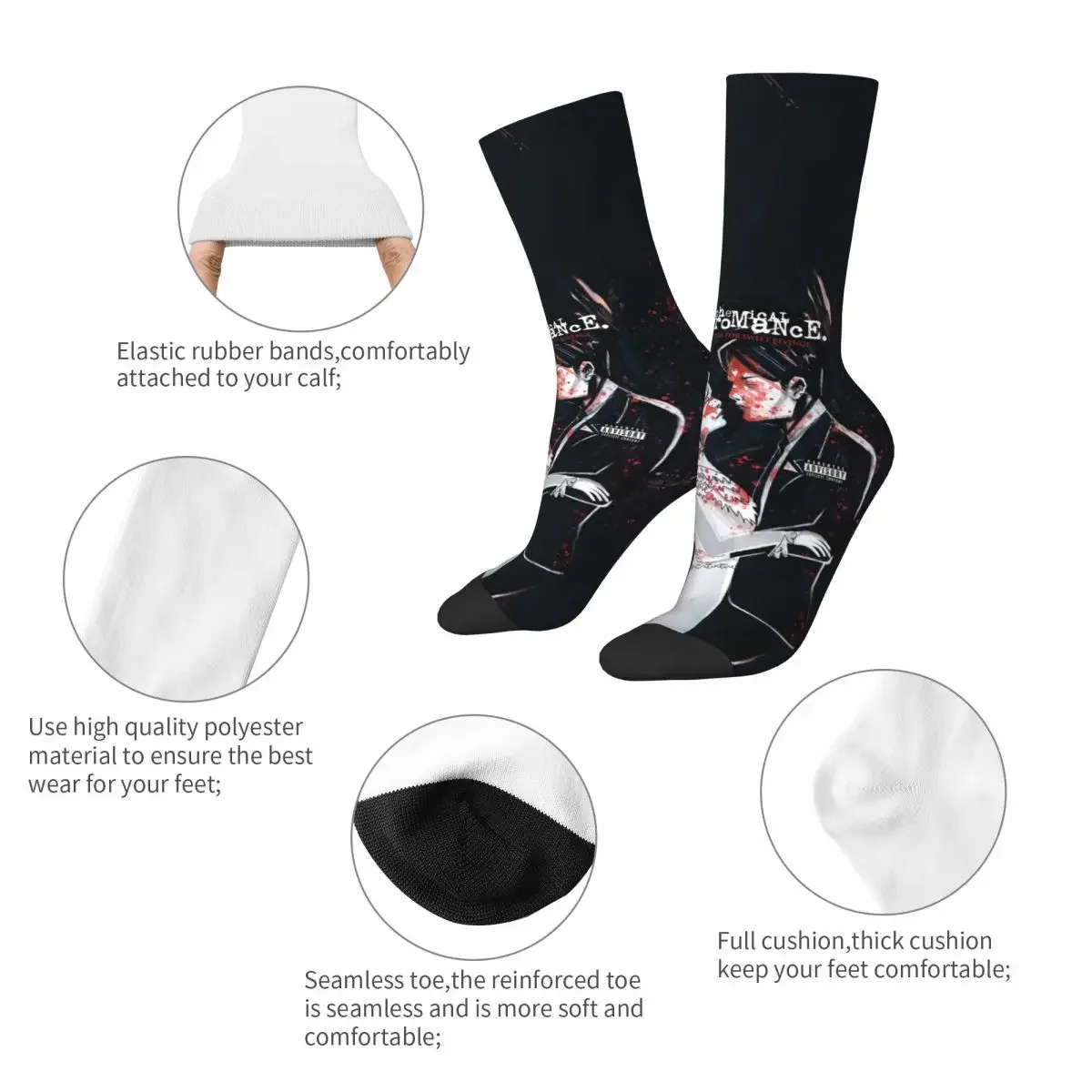 Autumn Winter Funny Unisex My Chemical Romance Socks Non-slip Football Socks Breathable Cute Sock