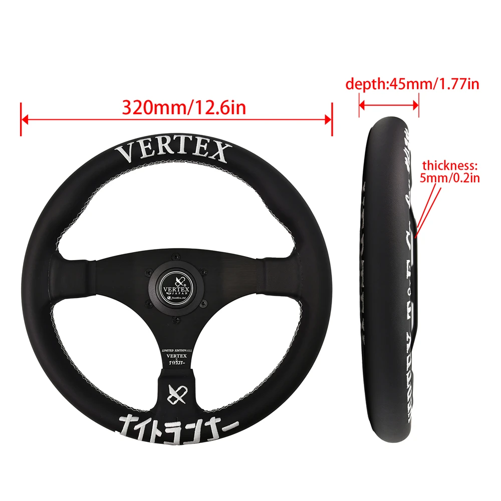 VERTEX Special Sale 320mm Universal Racing Steering wheels  Leather Falt Drifting Sport Steering Wheel For Car Sim Driving