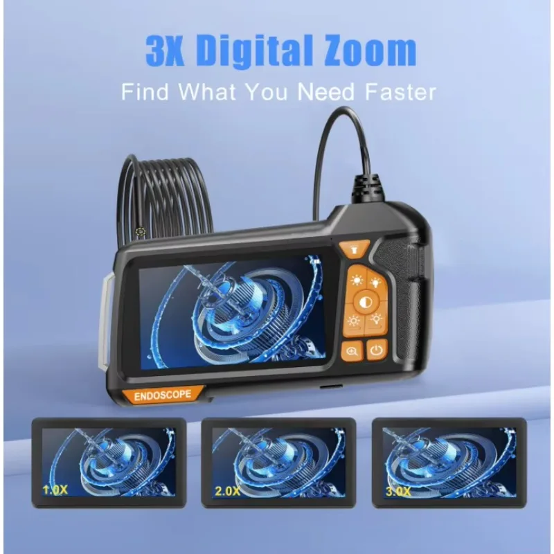 كاميرا المنظار المحمولة بشاشة 4.3 بوصة 8 مم عدسة مزدوجة 5 متر كابل CMOS Borescope الصناعي لفحص المحرك OEM المدعومة #3