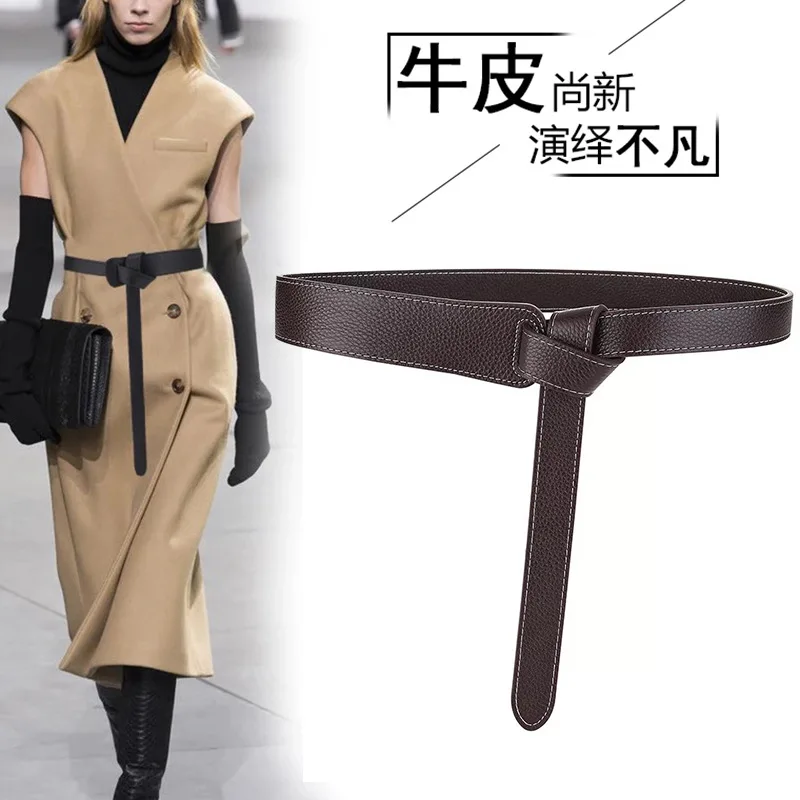 Cinturón de Cuero Vacuno para Mujer, Cinturón Corsé para Vestidos y Gabardinas, Elegante Fajín para Mujer