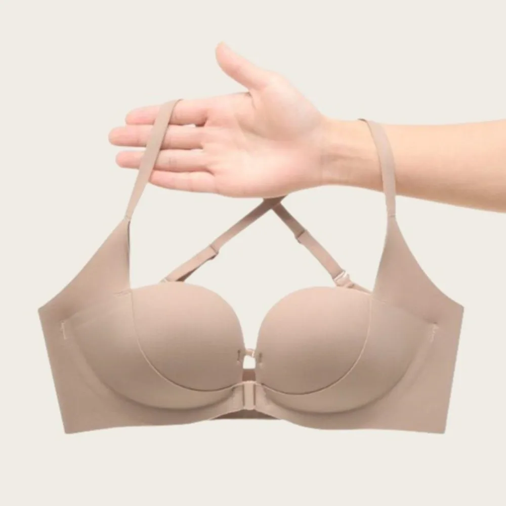 

Traceless Front Buckle Bra Close-fitting Anti-sagging Wireless Deep V Bra Lingerie Shockproof Push Up Underwear Running