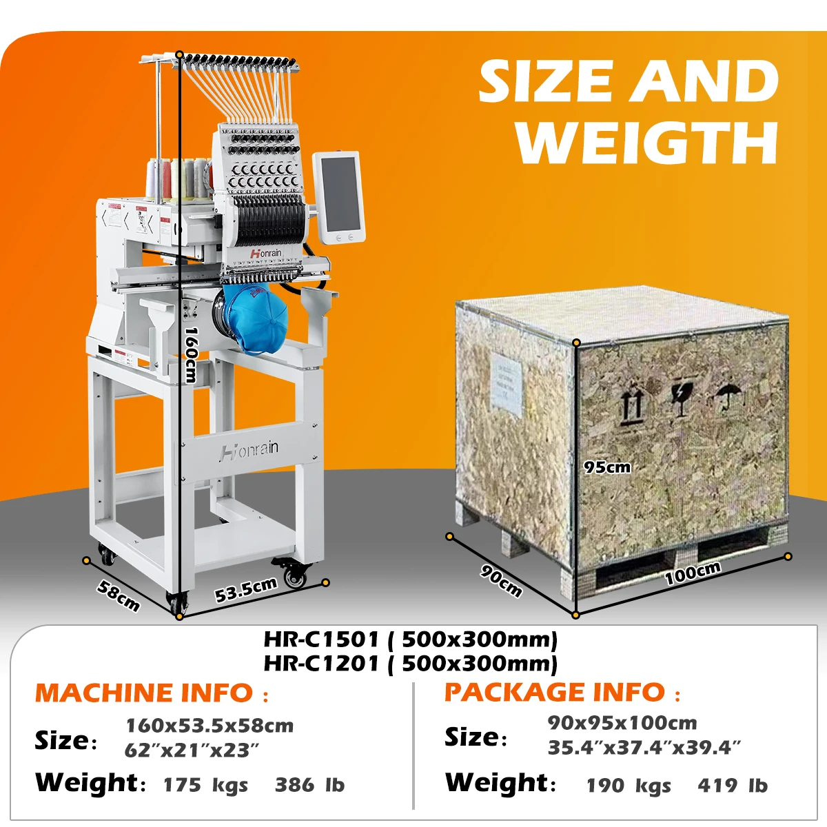 HONRAIN High-Speed Automatic Single Head Embroidery Machine for Custom Caps, Apparel, and 3D Patches