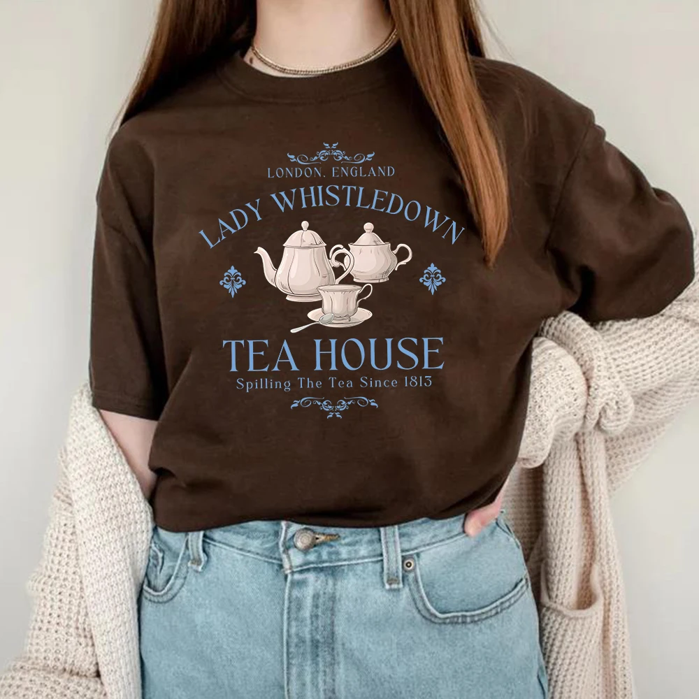 Lady Whistledown Tea House Shirt Spill The Tea Society Paper T-Shirt TV Show Inspired Vintage Clothes Women Y2k Harajuku Tops