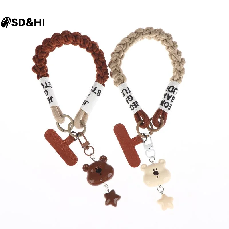 

Y2K милый мультяшный медведь голова звезды ремешок для телефона Ins стиль универсальная цепочка для мобильного телефона анти-потерянный браслет брелок подарки