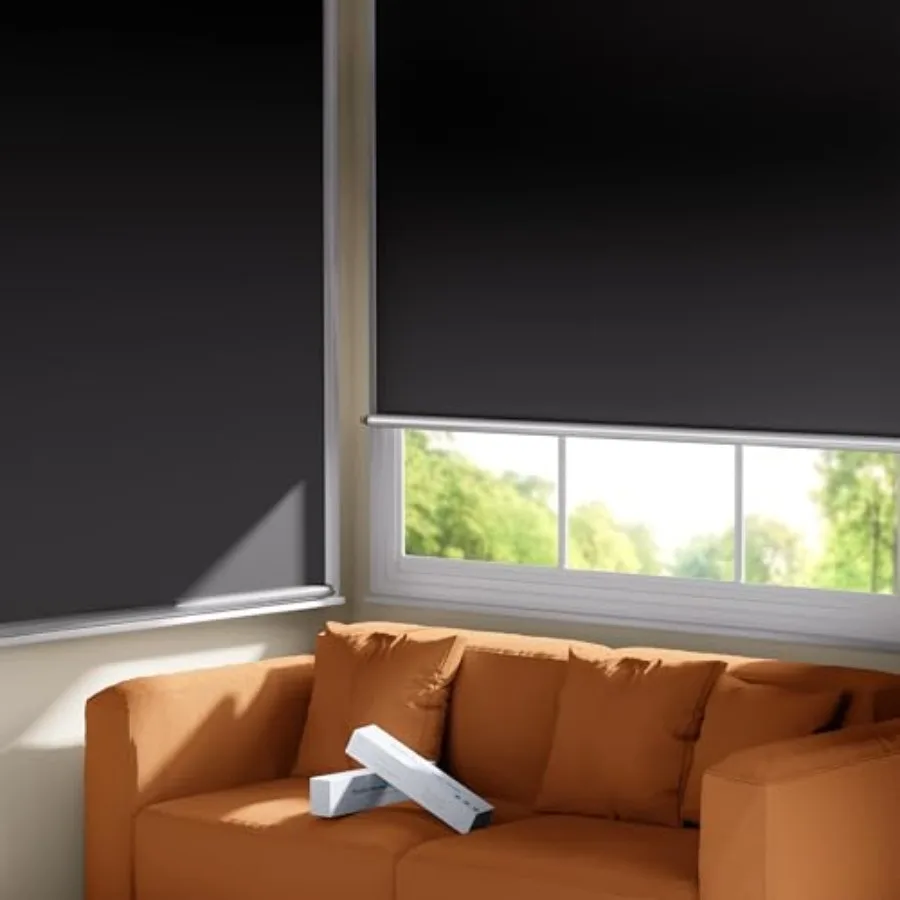 

100% Blackout Roller Shades, Cordless No Tools No Drill Blinds for Indoor Windows, Thermal Insulation UV Protection, Easy Insta