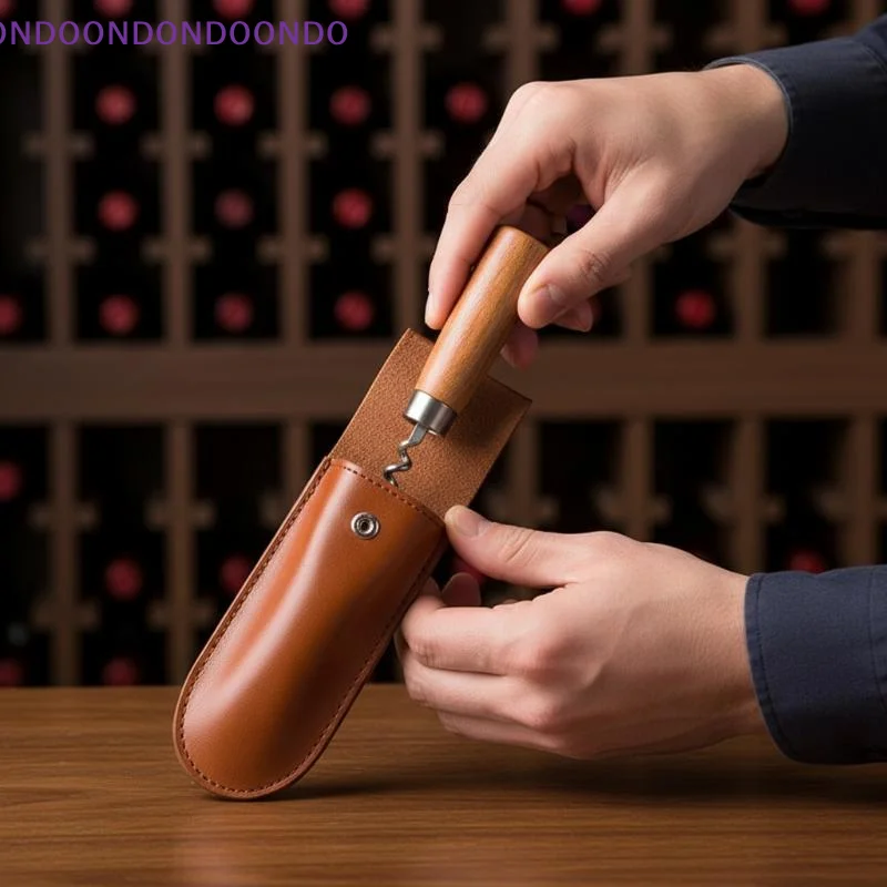 Portable PU Leather Bottle Opener Pouch Easy to Clean Wear-resistant Wine Tool Sheath for Outdoor Barbecue Travel Trips
