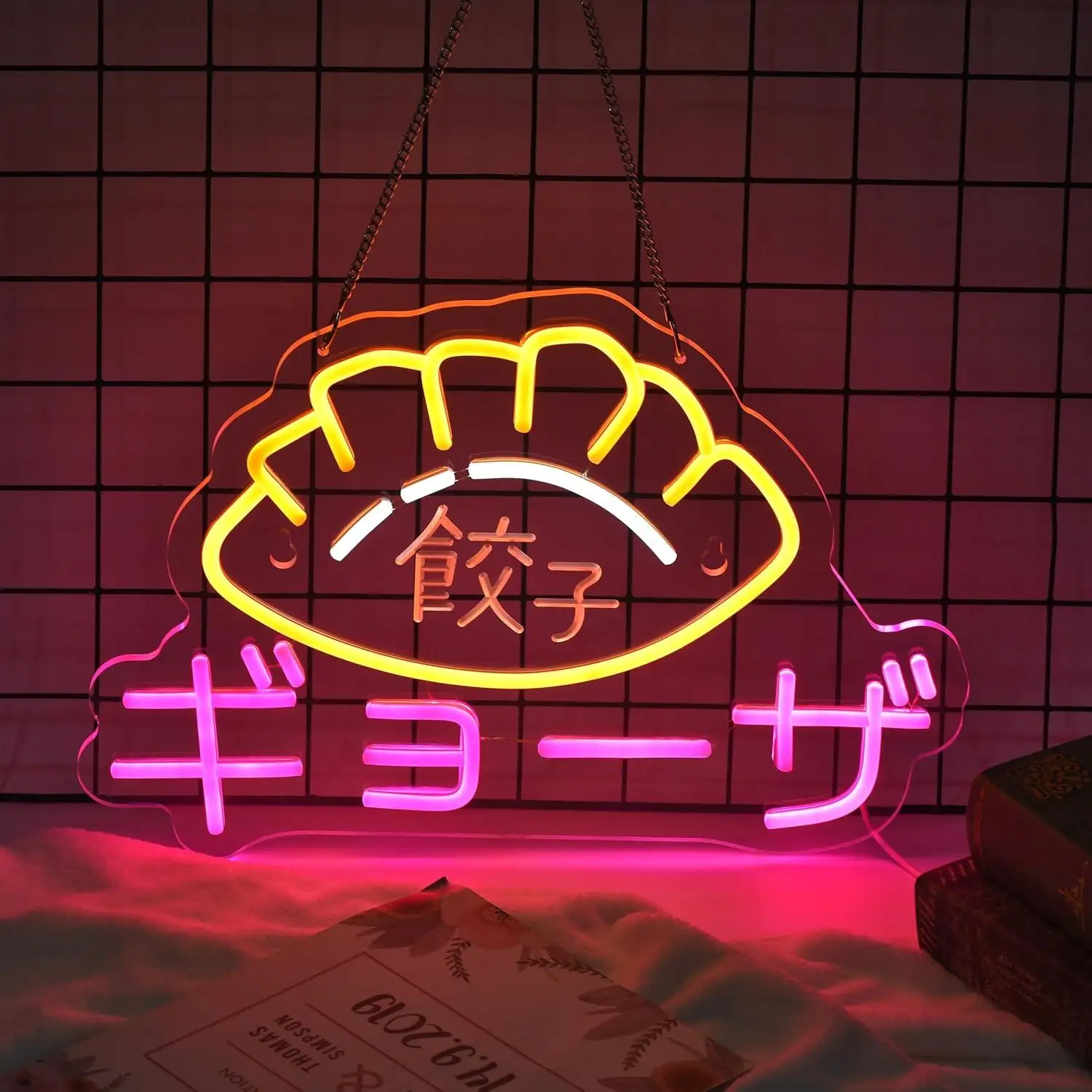 Dumplings Gyoza Neon SignUSB Dimmable Neon Lights for Japanese Style Restaurant Bar Club Fast Food Shop Luncheonette Decoration