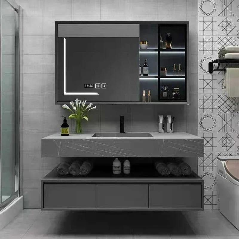 

TAO Home Modern Bathroom Cabinet Wooden Furniture Sets Complete Prefabricated Kit With Mirror Small Black 40 60” Floating Vanity