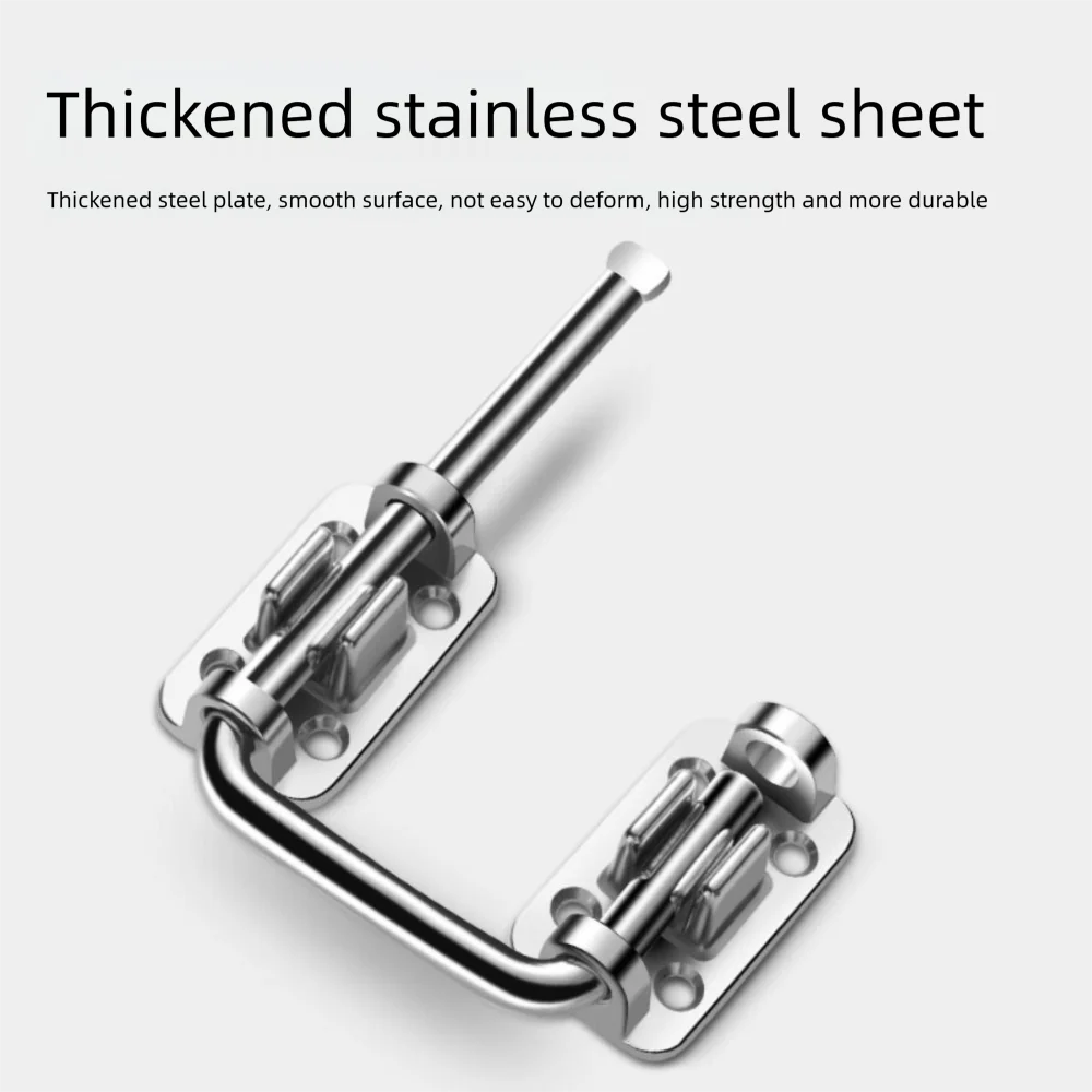 Hardware Stainless Steel Door Latch Lock Thickened 90/180 Degree Anti-theft Buckle Safety Non Perforated Door Buckle Drawer