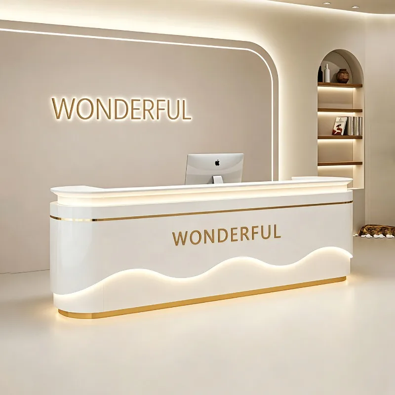 

Simple Elegant Reception Desks Light Luxury Modern Fashion Reception Desks Office Furniture Sportello Di Ricevimento ZY40JDT