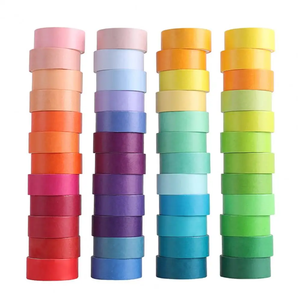 مجموعة شريط المجلات مجموعة شريط اشي ملون لليوميات سكرابوكينغ مشغولات يدوية 48 لفة من قوس قزح للمخططين
