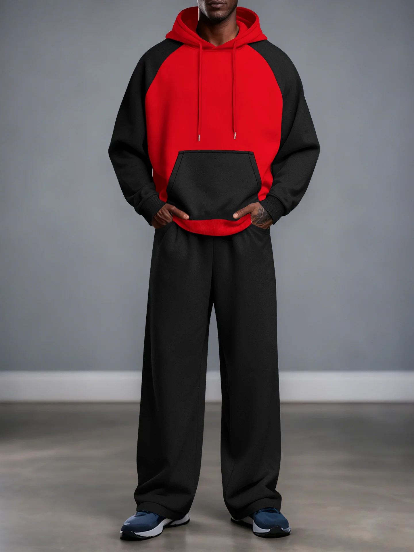 Spring and Autumn New Velvet Hoodie Set, Loose Hoodie, Straight leg sweatpants, Fashionable, Casual, Sports 2-piece Set
