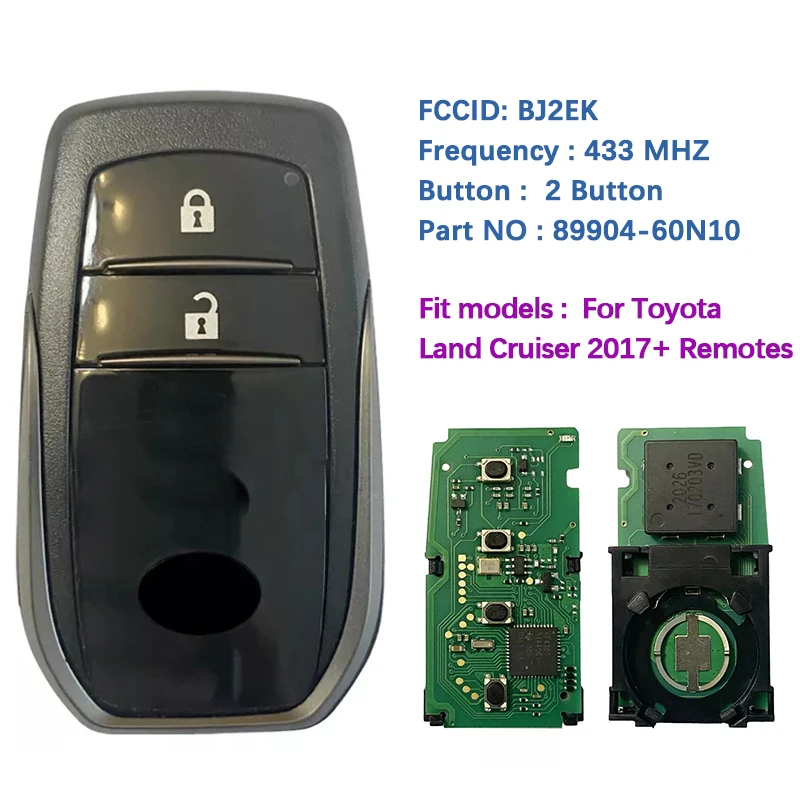 

CN007242 Aftermarket 2 Button Smart Key For Toyota Land Cruiser 2018 Remotes BJ2EK 433MHz DST-AES P1 A8 89904-60N10