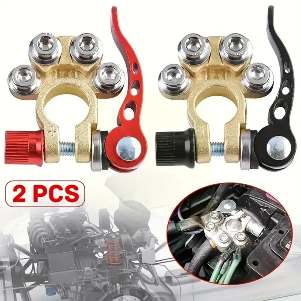 

2 pieces Heavy duty automotive battery terminal clamp - zinc alloy release clamp connector with positive and negative pole head