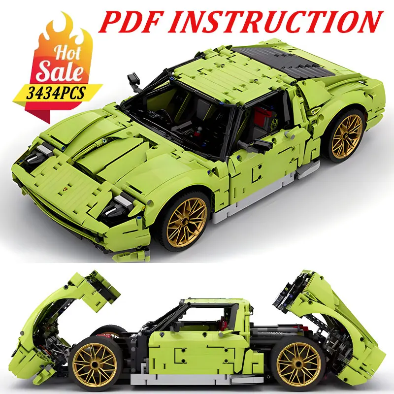 جديد MOC-119000 التقنية الخضراء سوبر سبورتس نموذج سيارة طبعة محدودة اللبنات الطوب لتقوم بها بنفسك الفاخرة وضعت وخيال