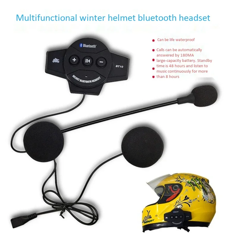 Wireless Integrated Headset Bilateral Stereo Motorcycle Helmet Bluetooth Earphone Mobile Phone Call Music Play Voice Navigation