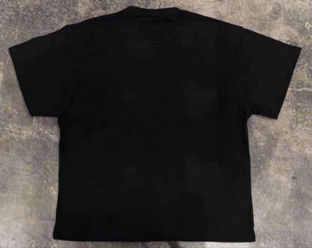 Y2K Gothic Blindfolded Portrait Peace Letter Graphic T-Shirt Cotton Men Women Streetwear Tee