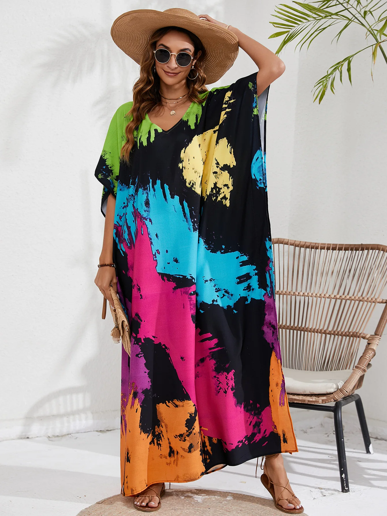

Women's Plus Size Maxi Dress Swimsuit Beach Lounge Kaftan Maxi Dress Swimsuit Coverup Lounge Kaftan