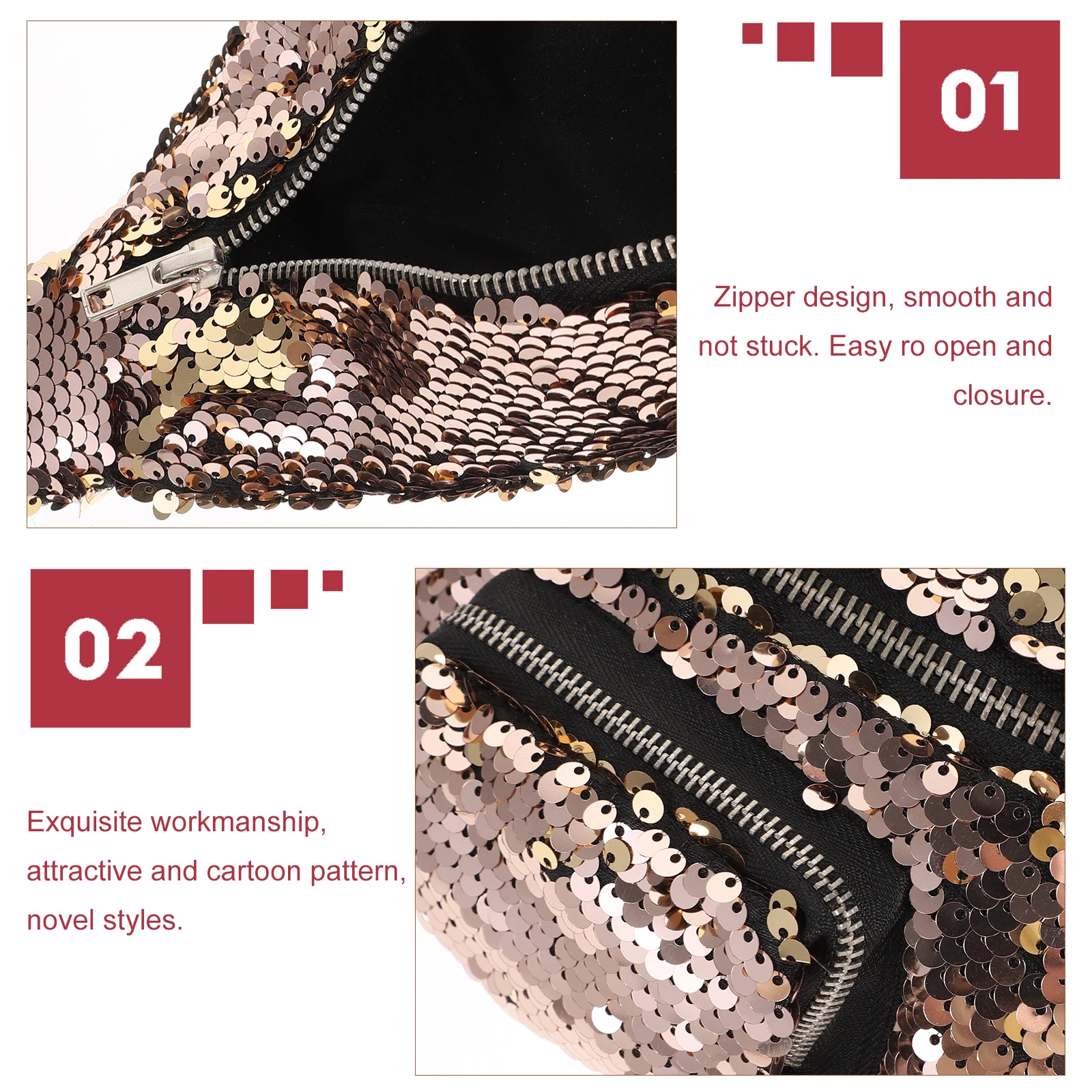 

Women Waist Bag Sequin Belt Makeup Satchel Pouch Soft Durable Adjustable Length Strong Zipper Business Card Phone for Women
