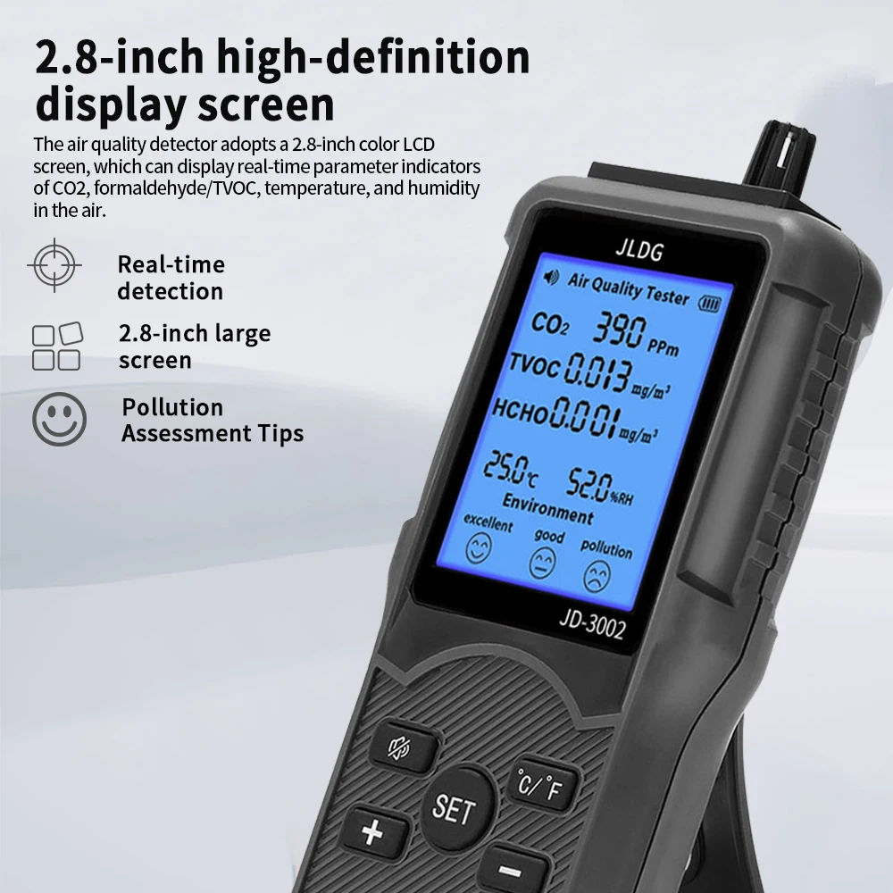 

Industrial Grade Air Quality Tester CO2 TVOC Temperature Humidity Detector Professional Air Quality Monitor Testing Equipment