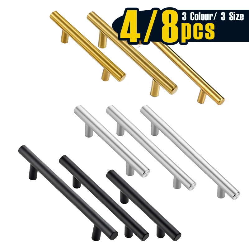4/8 PCS Brushed Nickel Cabinet Pulls, 10/15/20cm (4/6/7.8 Inch) Stainless Steel Drawer Handles, Kitchen Cabinet Hardware
