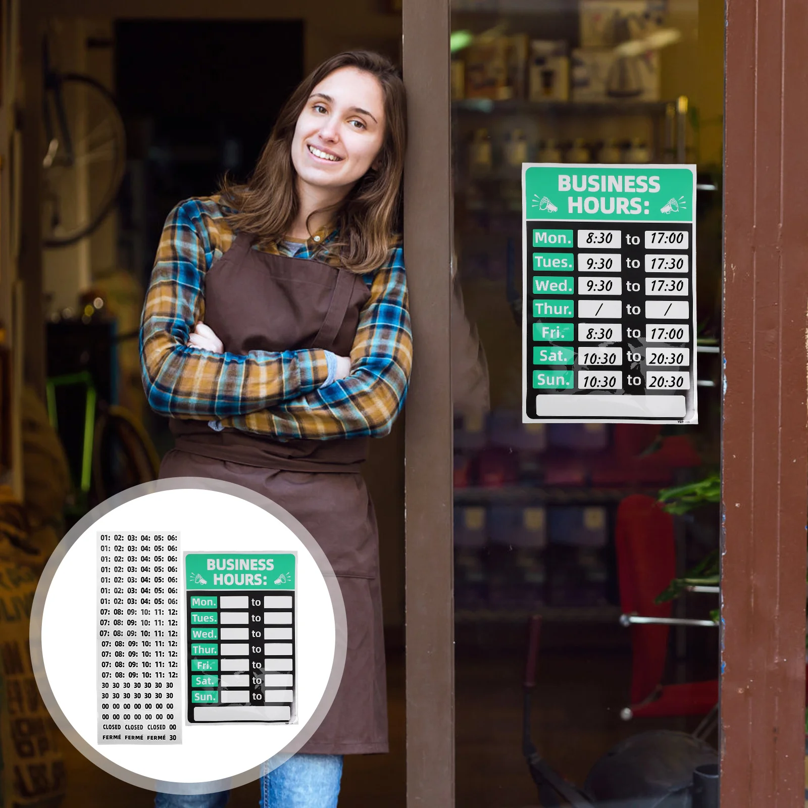 

1 set 1 Set Sign Open Closed Reusable Wipeable Sticker For Store Office Cafe Bakery Glass Door Window Shop Front Retail Outlet