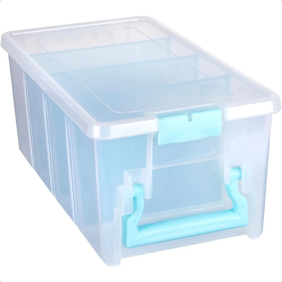 

saizone 6925AA Semi Satchel with Removable Dividers Portable Art Craft Organizer with Handle [1] Plastic Storage Case Clear wit