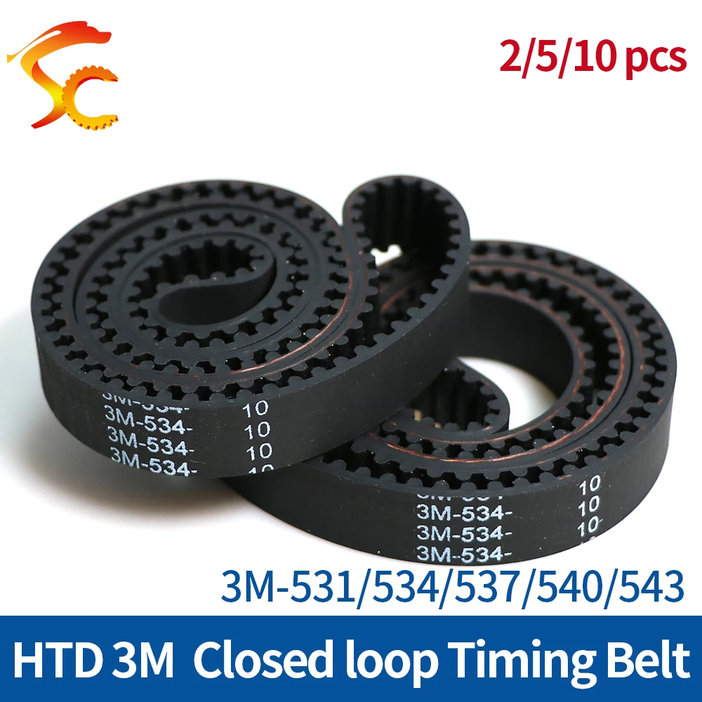 High quality 3M closed loop Timing Belt Length 3M-531/534/537/540/543mm width 6/10/15mm Circular Arc tooth Synchronous belt