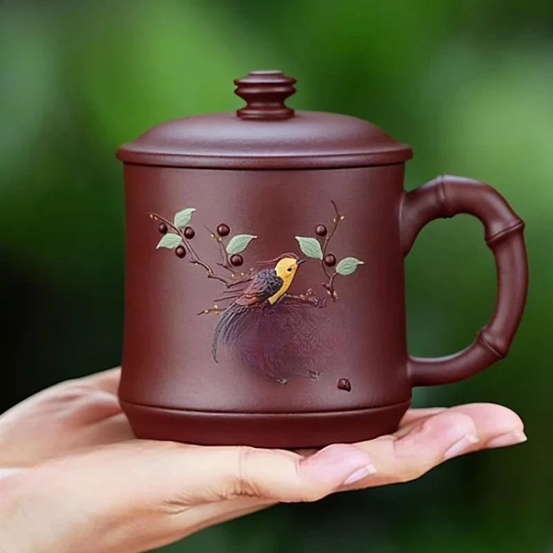 

380ml Yixing Purple Clay Magpie Coffee Mug Milk Cup Afternoon Tea Mug Household Coffee Milk Pot Office Water Cup Drinkware Craft