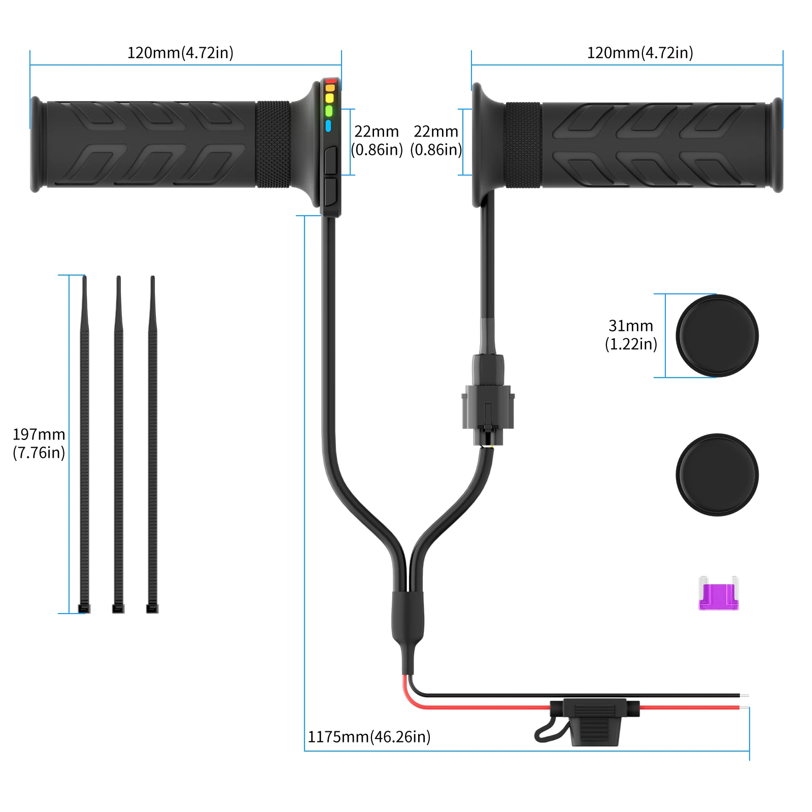 1 زوج 12 فولت 22 مللي متر دراجة نارية اليد ساخنة القبضات 5-العتاد درجة الحرارة قابل للتعديل جهاز تدفئة محمول العالمي دراجة نارية ساخنة اليد القبضات