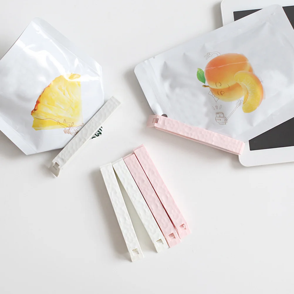 15 قطعة مشابك ختم الطعام مادة PP ممتازة محكم حقيبة الوجبات الخفيفة السدادة لتخزين المطبخ رقائق الخبز رمادي وردي أبيض #2