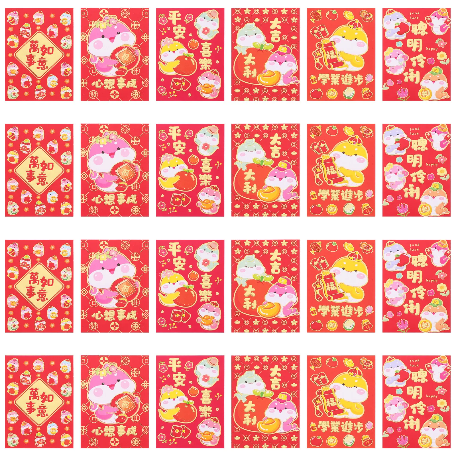 

36Pcs Cartoon Red Envelopes Paper Chinese New Year Lucky Money Envelopes Gift Packaging Lunar New Year Red Packets