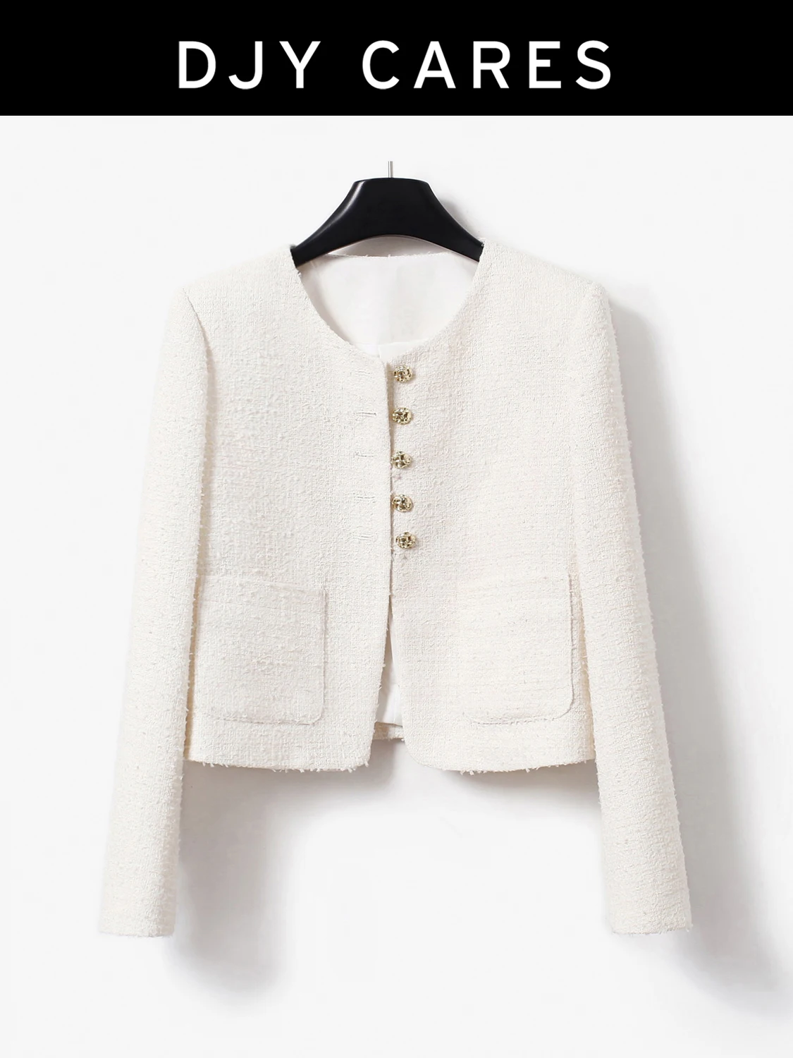 

New Rough woolen simple white short jacket