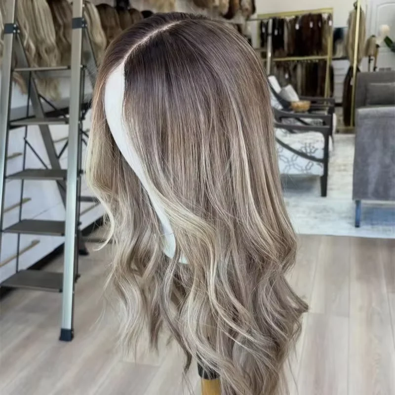 HD Lace Soft Natural Wave 24Inch Glueless Highlight Blonde Front Wig For Women Pre Plucked Transparent Lace Heat Resistant Daily