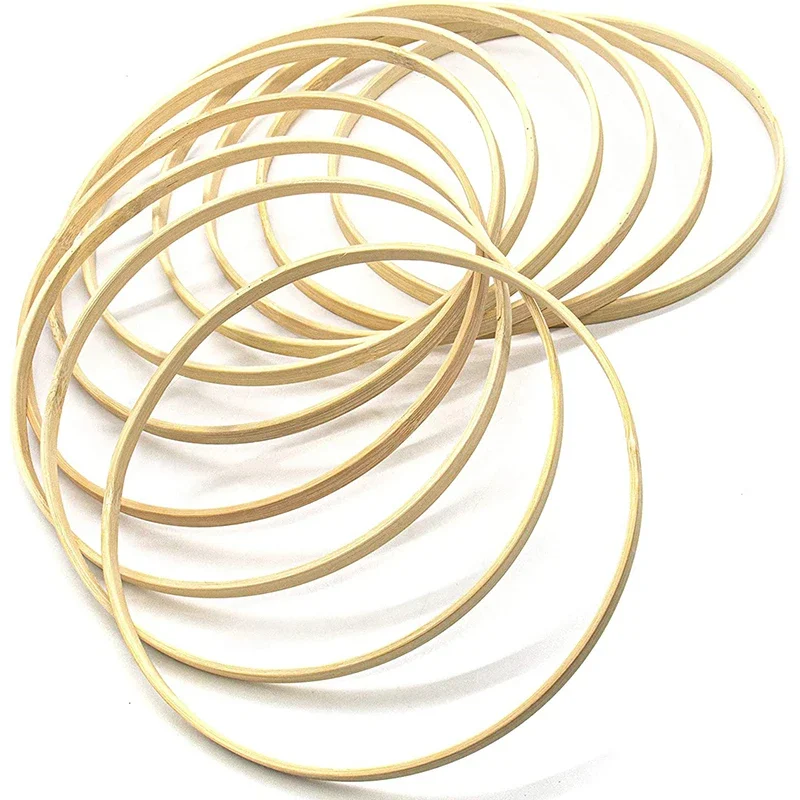 10/15/18/20cm Round Bamboo Hoop Wooden Floral Hoop Set Macrame Craft Hoop Rings Wall Hanging Crafts for DIY Wedding Wreath Decor