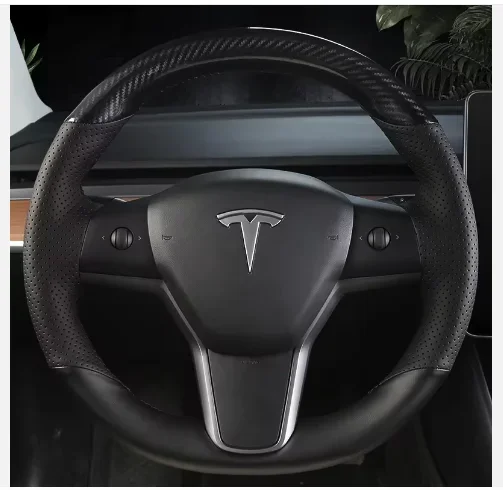 Luxury Custom Fit Tsla Steering Wheel Cover Genuine Leather Hand-Stitched for Tla Model X