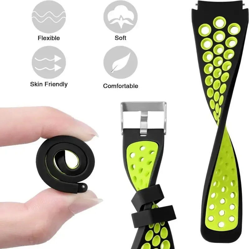 22mm Silicone Watch Strap For Amazfit Cheetah Round/Pro/Balance 2 1/Stratos 3 2s Band For Amazfit Active Max/Bip 6 5/GTR 4 3 2