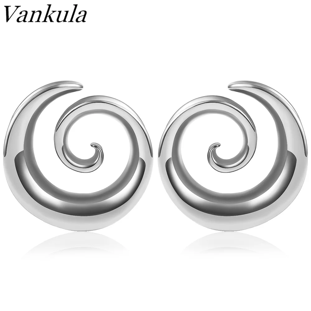 2PCS Round Spiral Saddle Plugs for Ear Tunnels