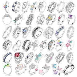 2025 New 925 Silver Ring Pink Zircon Shining Bow Ring Original 925 Finger Ring DIY Women Fine Jewelry Gift