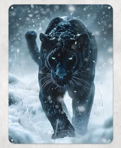 Panther Snow Winter Scene Metal Poster Wall Tin Sign Man Cave Shed Home Plaque --Tin Sign